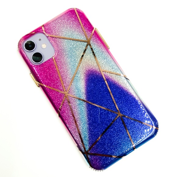 iPhone 11 Pro Max Glitter Ombré Geometric Case - Picture 2 of 6